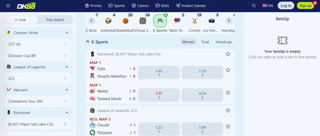 Bet on Esports at DK88 Singapore