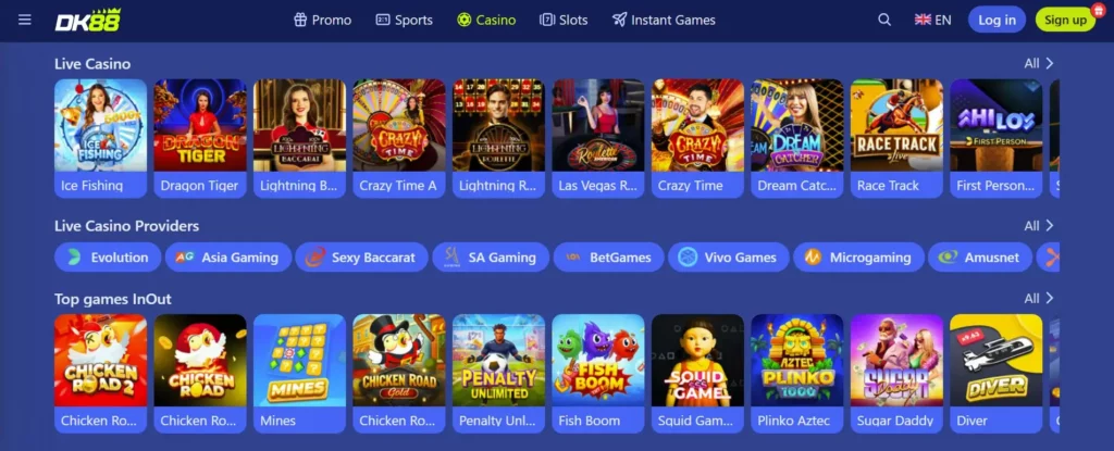 Live casino tables with real-time action